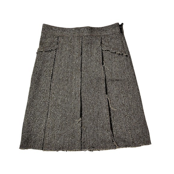 Prana Dresses & Skirts - Prana Skirt Small Brown Herringbone Tweed Wool Blend Skirt Knee Length